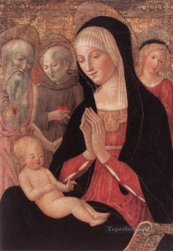  Angels Oil Painting - Madonna And Child With Saints And Angels Sienese Francesco di Giorgio